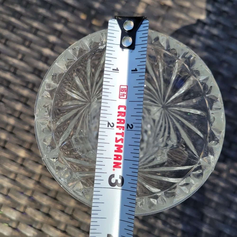 Vintage West Germany 24% Clear Cut Lead Crystal Pineapple Fan Bud Vase 5” Tall